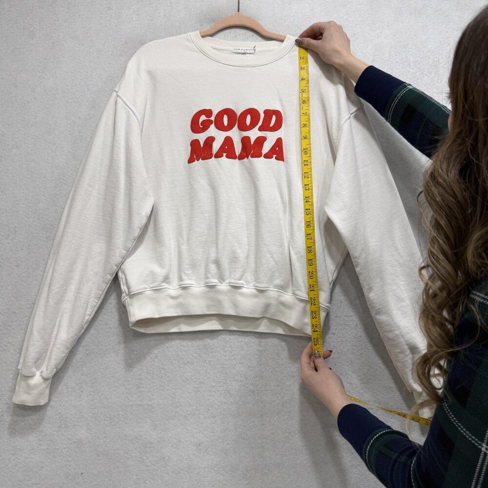 Good American Sweatshirt Womens 2 White Good Mama Graphic Crewneck Pullover - Picture 4 of 12
